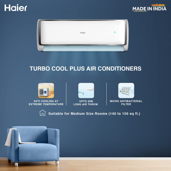 Haier 16 Ton 3 Star Fixed Speed Split AC Copper Anti bactreial filter 2023 Model HSU19T-TXS3BE-FS White
