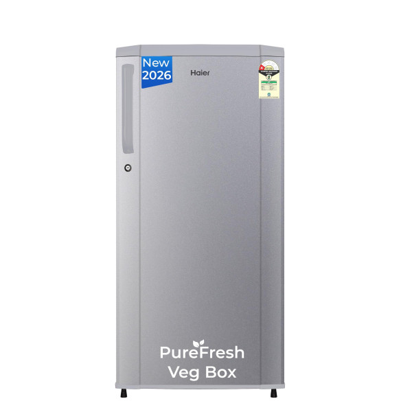 Image of Haier 165 L 1 Star Direct Cool Single Door Refrigerator with Diamond Edge Freezing Technology, Easy Clean Back, Large Vegetable Box (HED-171MSA-P, Moon Silver, 2026 Model)