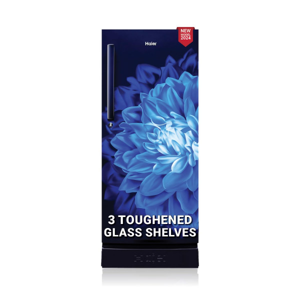 Image of Haier 190 L, 4 Star, Direct-Cool Single Door Refrigerator (HED-204MDB, Marine Dahelia, Base Stand Drawer, 2024 Model)