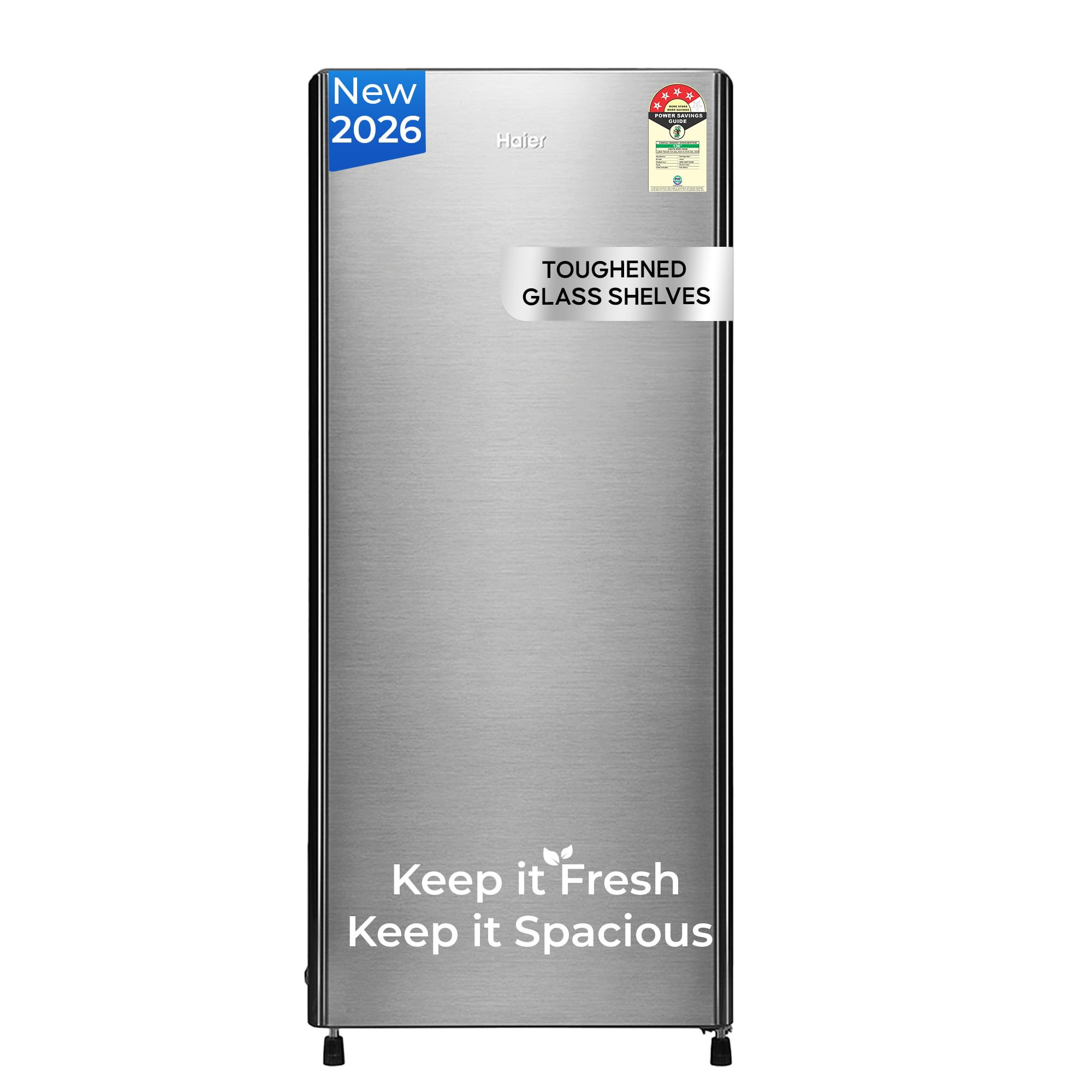 Haier 190 L 4 Star Direct Cool Single Door Refrigerator with Fast Ice Making Easy Clean Back Large Vegetable Box HED-204TDSA-N Dazzle Steel 2026 Model