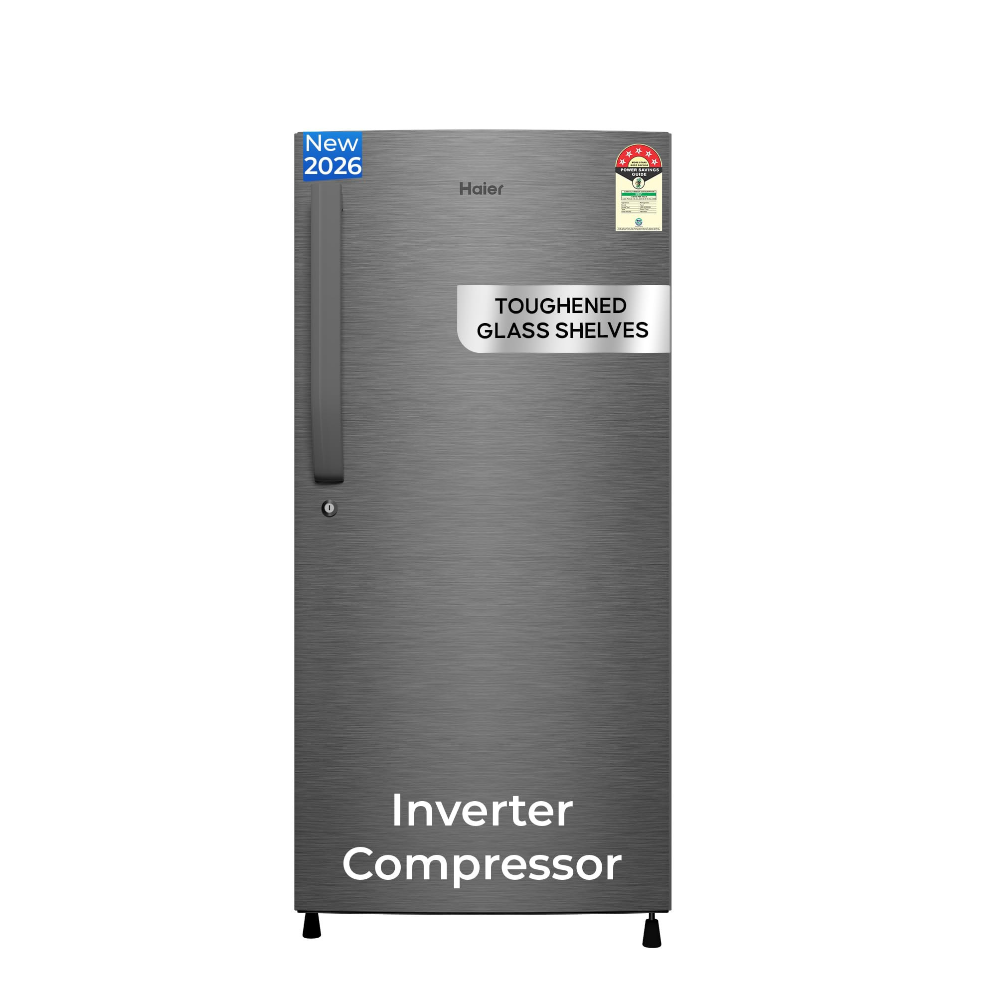 Haier 190 L 5 Star Direct Cool Inverter Single Door Refrigerator with Fast Ice Making Easy Clean Back Large Vegetable Box HED-205DSA-P Dazzle Steel 2026 Model