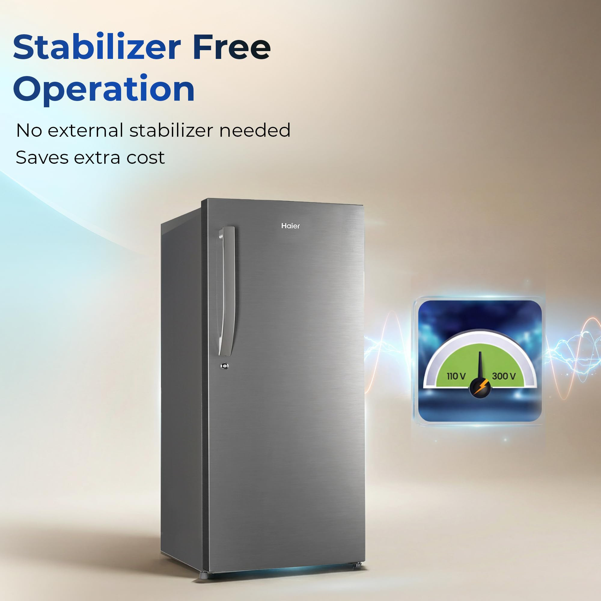 Haier 190 L 5 Star Direct Cool Inverter Single Door Refrigerator with Fast Ice Making Easy Clean Back Large Vegetable Box HED-205DSA-P Dazzle Steel 2026 Model
