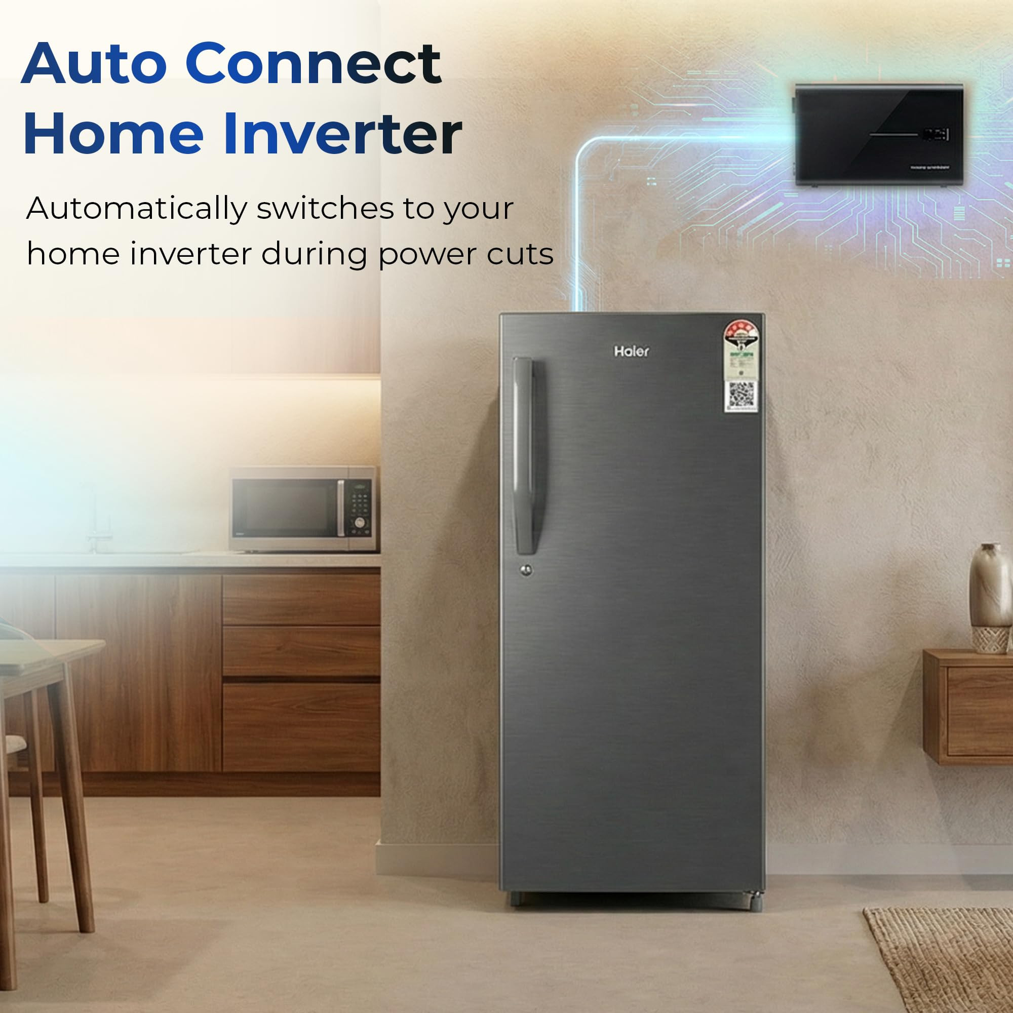 Haier 190 L 5 Star Direct Cool Inverter Single Door Refrigerator with Fast Ice Making Easy Clean Back Large Vegetable Box HED-205DSA-P Dazzle Steel 2026 Model