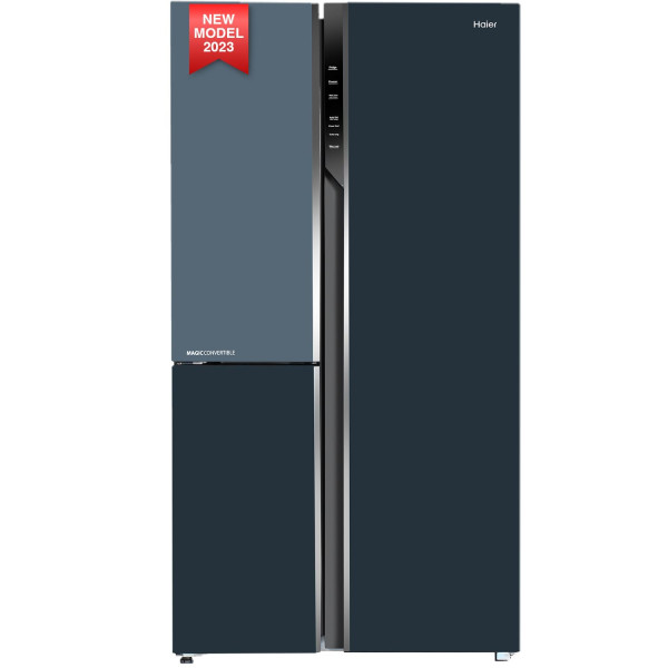 Image of Haier 598L, 3-Star, Vogue 83% Convertible Fridge Space, Expert Inverter 3-Door Side by Side Refrigerator, (HRT-683GOG, Grey Onyx Glass)
