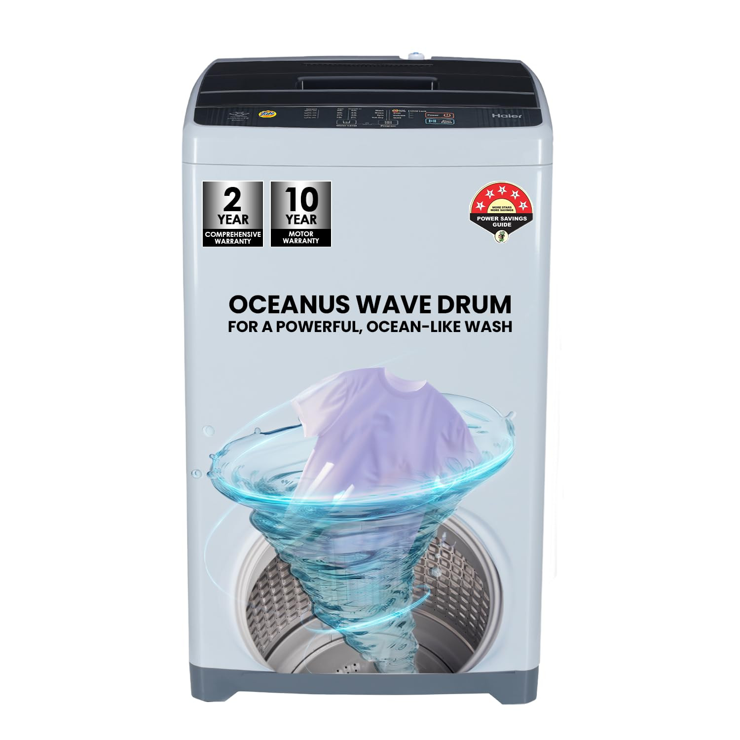 Haier 6 kg 5 Star Oceanus Wave Drum Washing Machine Fully Automatic Top Load HWM60-AE Moonlight Silver