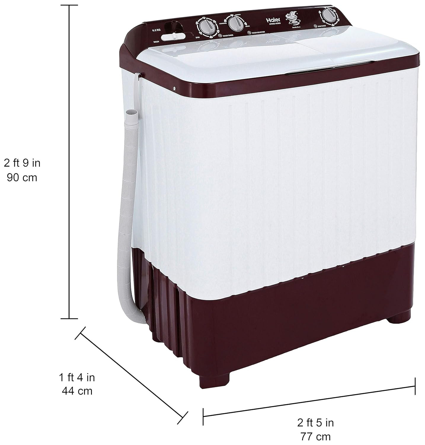 Haier 62 kg Semi-Automatic Top Loading Washing Machine HTW62-187BO Burgundy