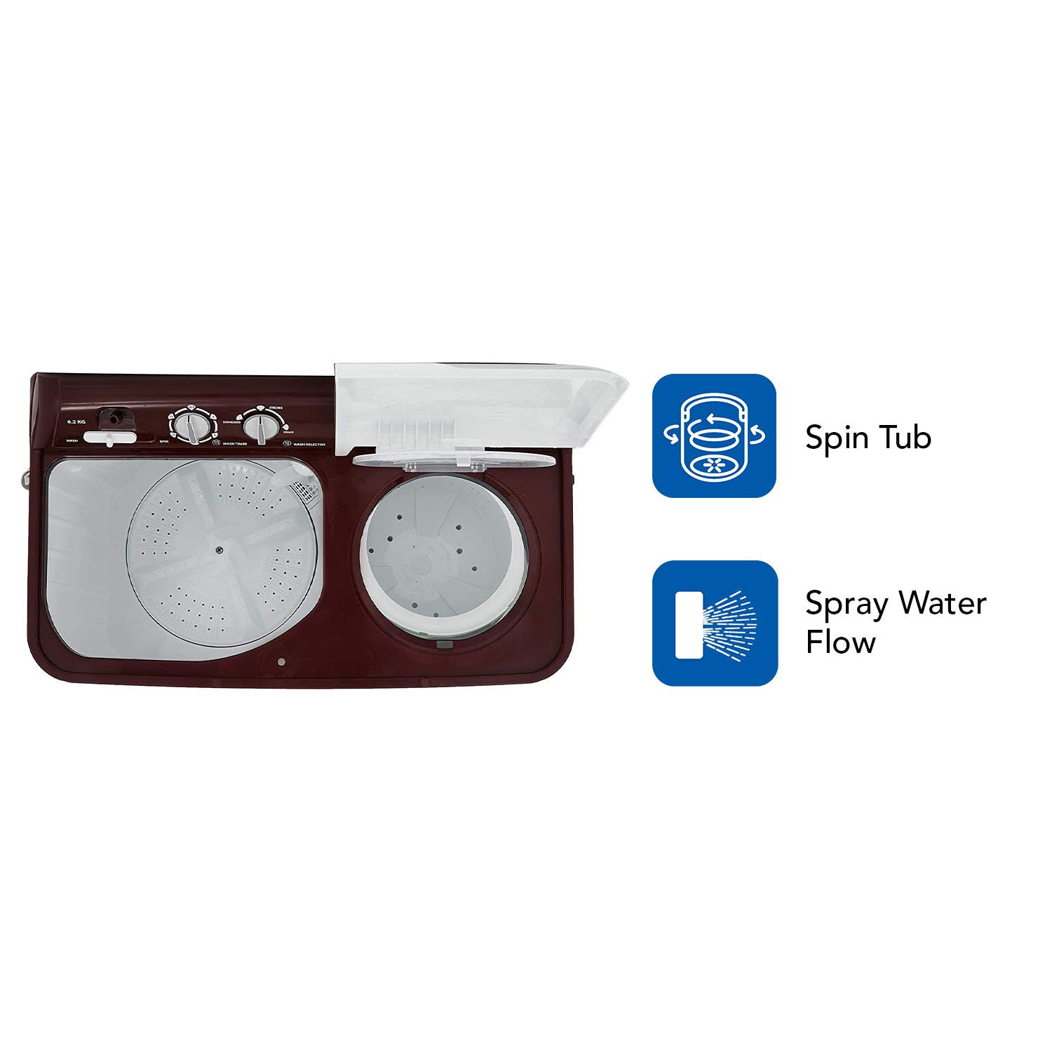 Haier 62 kg Semi-Automatic Top Loading Washing Machine HTW62-187BO Burgundy