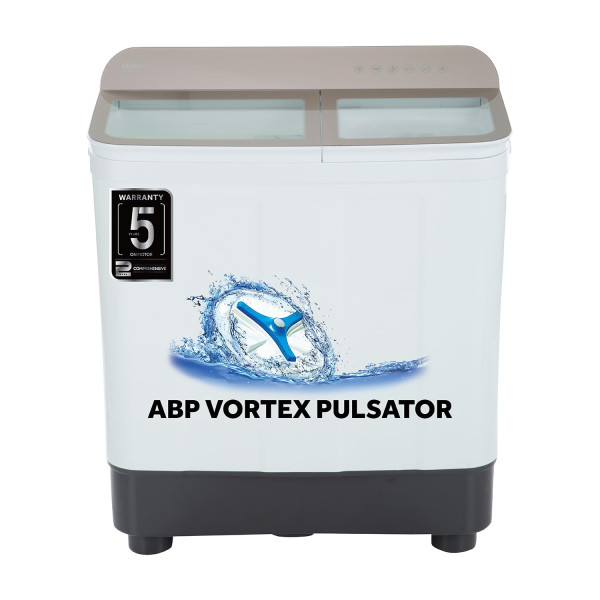 Image of Haier 7 Kg 5 star SEMI Automatic Top Loading Washing Machine HTW70-178N, white, Anti Bacterial anti bacterial vortex Pulsator, Magic Filter, 1300 RPM &amp; Castors)