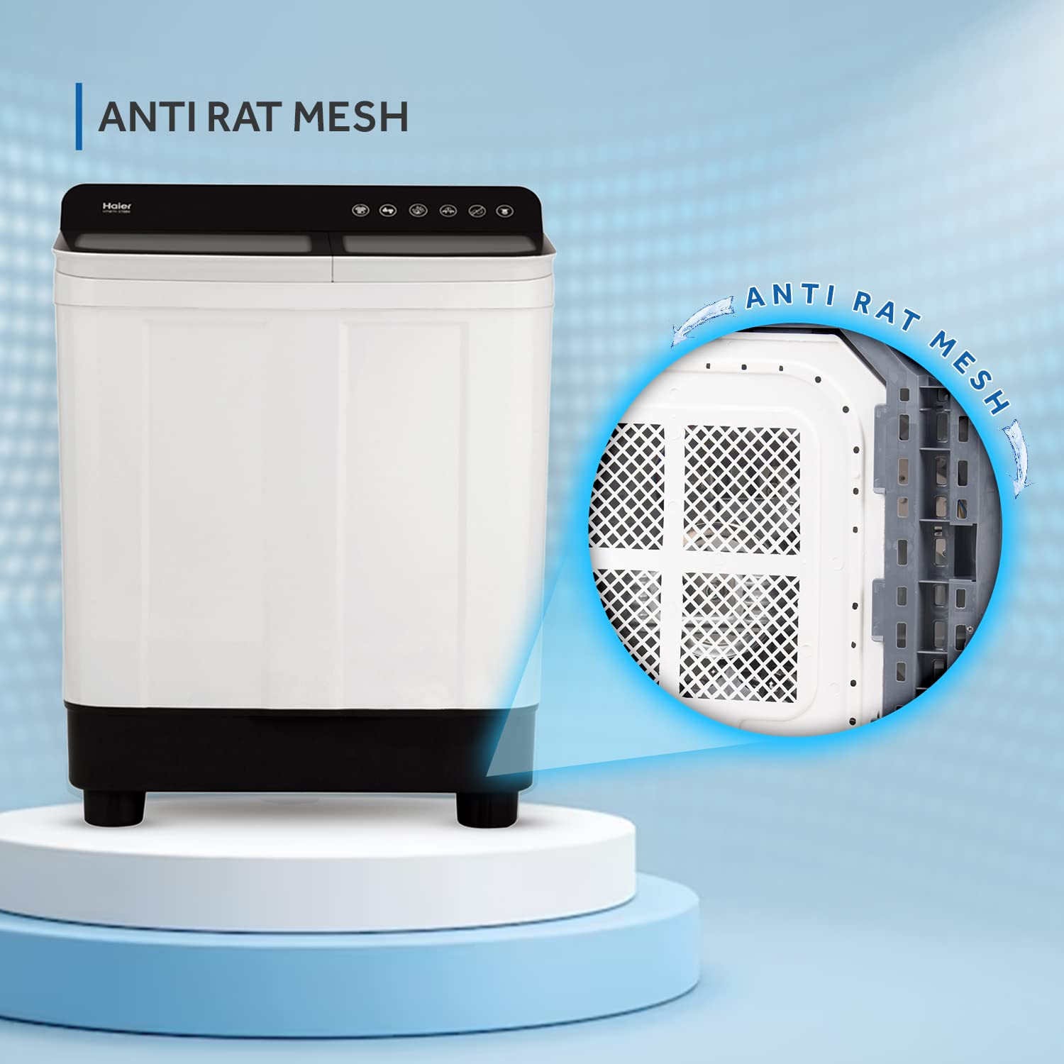 Haier 7kg Semi-Automatic Top Load Washer with Anti-Bacterial Pulsator Magic Filter - 1300 RPM Black