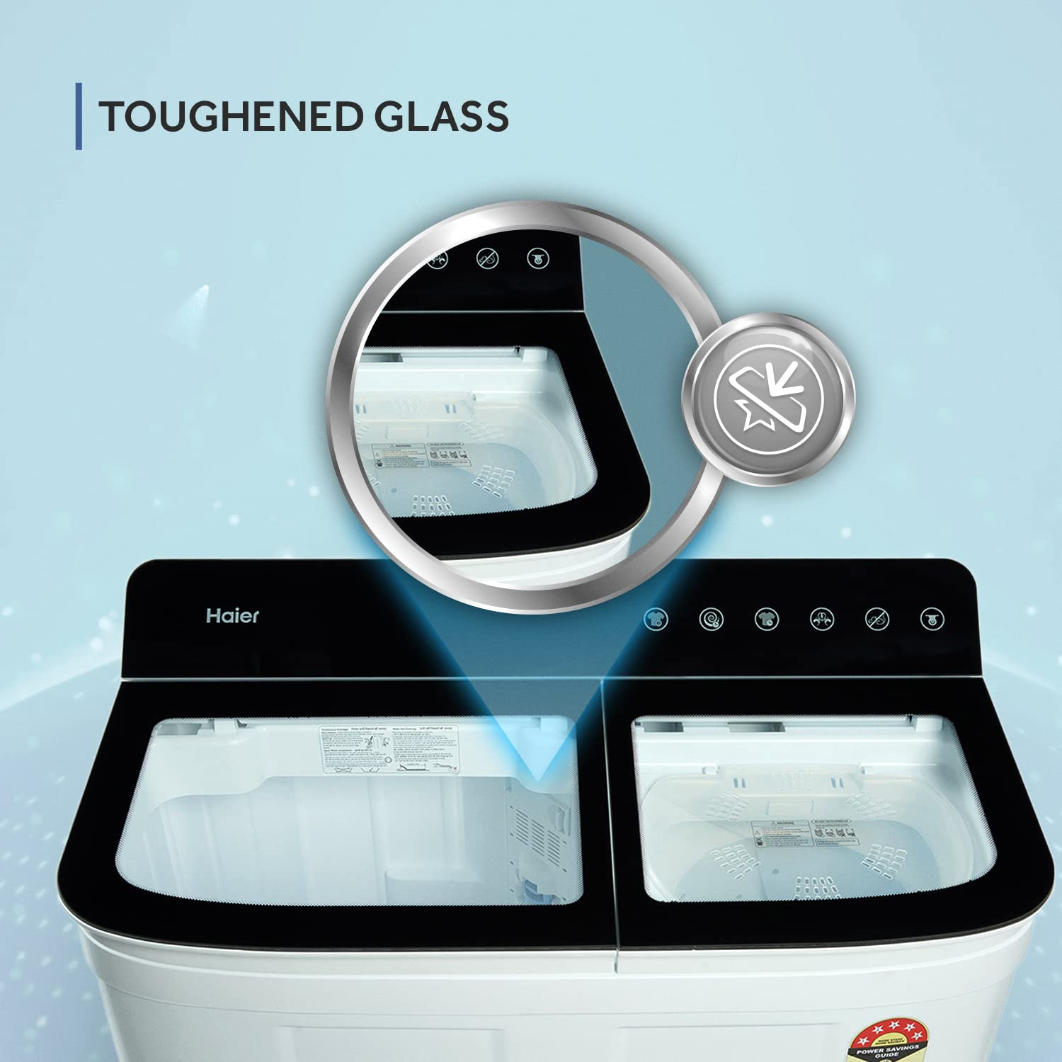 Haier 7kg Semi-Automatic Top Load Washer with Anti-Bacterial Pulsator Magic Filter - 1300 RPM Black