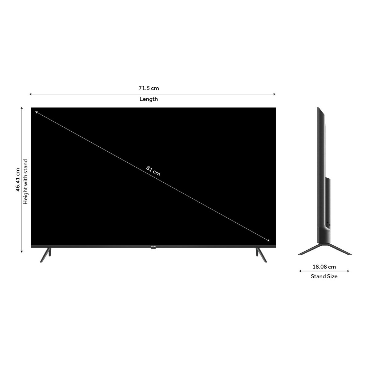 Haier 80 cm 32 inches HD Ready Smart LED Google TV LE32W400G Black