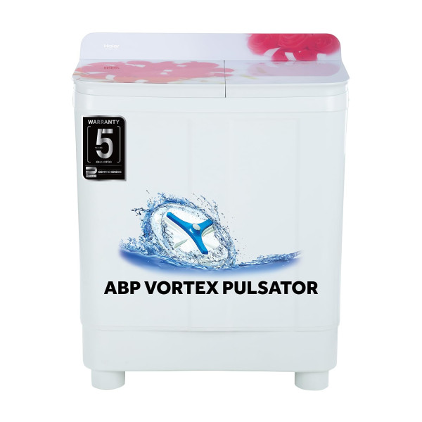 Image of Haier 8.5 Kg 5 Star Voltex Pulsator Semi-Automatic Top Load Washing Machine (HTW85-178, Red Rose)