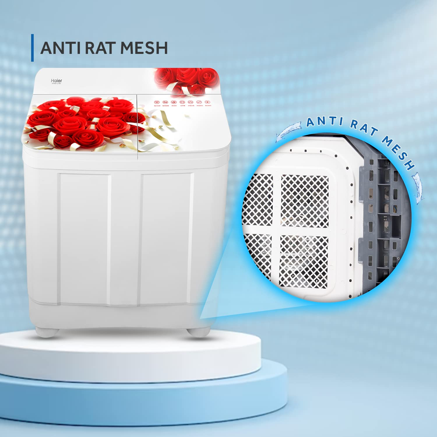 Haier 85kg Semi-Automatic Washer with Voltex Pulsator - 5 Star Red Rose