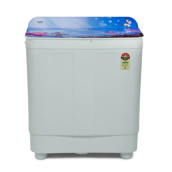 Image of Haier 9.5 Kg 5 Star Voltex Pulsator Semi-Automatic Top Load Washing Machine (HTW95-178, Flowers World)