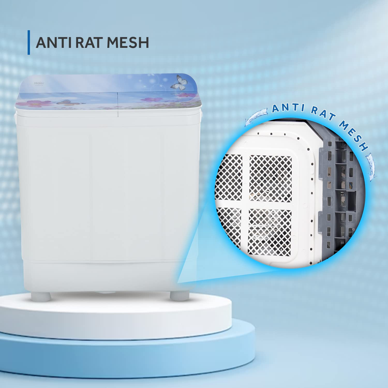 Haier 95 Kg 5 Star Voltex Pulsator Semi-Automatic Top Load Washing Machine HTW95-178 Flowers World