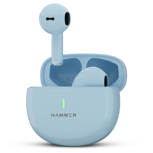 Image of HAMMER New Launch Ultra Pods TWS Wireless Bluetooth Ear buds, Inbuilt Mic, 100H Standby Time, Earbuds with 30H Playtime, USB Type-C,13mm Dynamic Drivers, IPX5 Water Resistant Bluetooth Earphones(Blue)