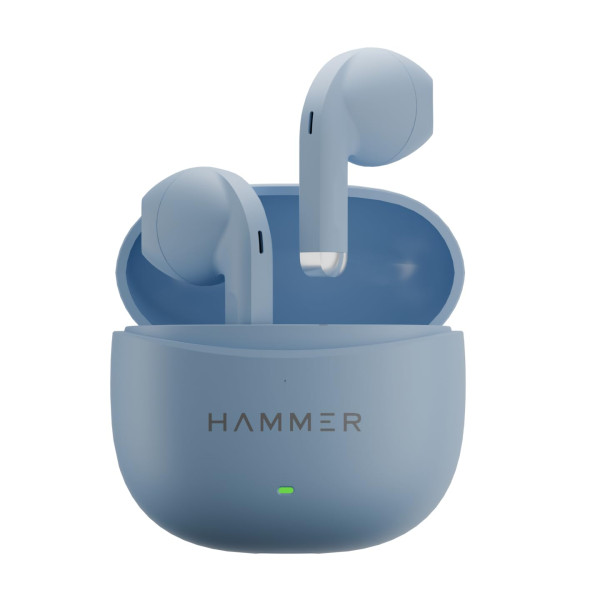 Image of HAMMER New Launch Ultra Pods TWS Wireless Bluetooth Ear buds, Inbuilt Mic, 100H Standby Time, Earbuds with 30H Playtime, USB Type-C,13mm Dynamic Drivers, IPX5 Water Resistant Bluetooth Earphones(Blue)