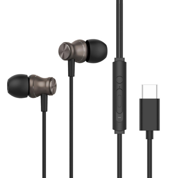 Image of HAMMER Nova in Ear C Type Earphones Wired with Mic,13mm Driver, in-line Control, Metallic Built, Powerful Bass, Comfortable &amp; Lightweight (Black)