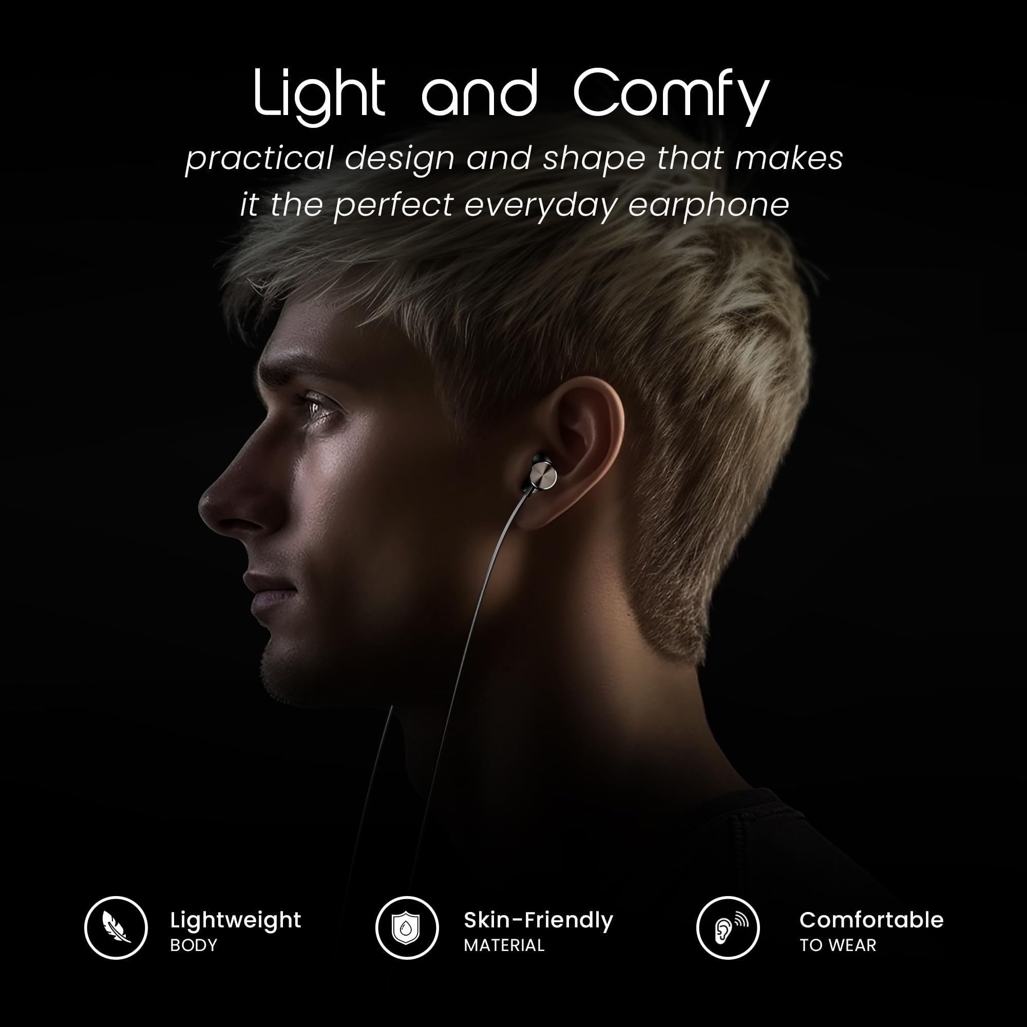 HAMMER Nova in Ear C Type Earphones Wired with Mic13mm Driver in-line Control Metallic Built Powerful Bass Comfortable Lightweight Black