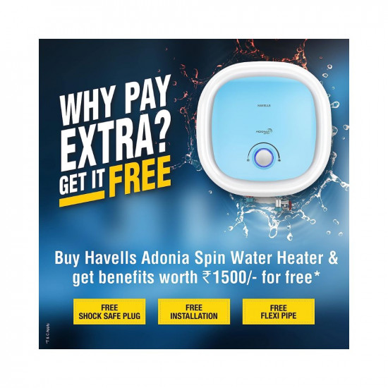 Havells Adonia Spin 10-Litre Vertical Storage Water Heater Geyser White Blue 5 Star