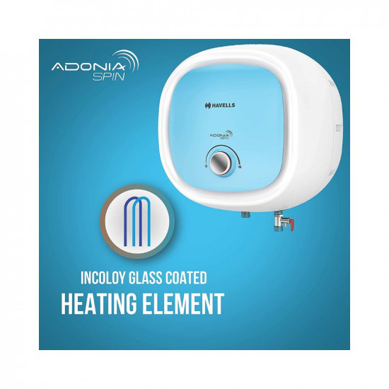 Havells Adonia Spin 10-Litre Vertical Storage Water Heater Geyser White Blue 5 Star