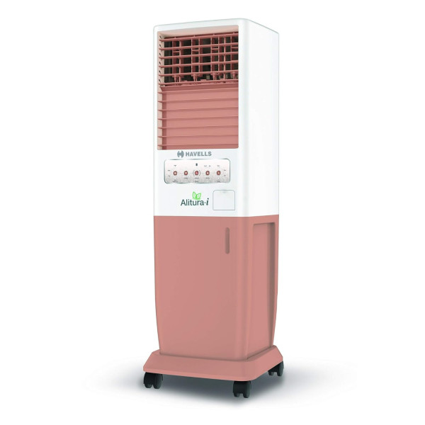 Image of Havells Alitura-I 30L Air Cooler for home | Low Noise, Powerful Air Delivery | Everlast Pump | High Density Honeycomb Pads | Heavy Duty (White/Pink)