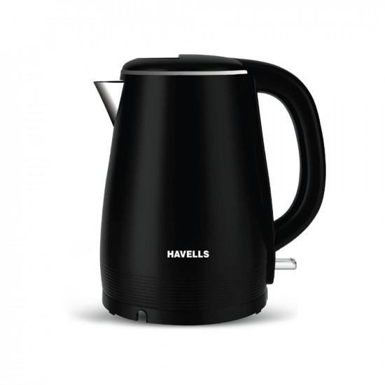 Havells Altro 15 Litre Double Wall Kettle 304 Stainless Steel Inner BodyCool Touch Outer BodyWider Mouth 2 Year Warranty Black 1250 Watt