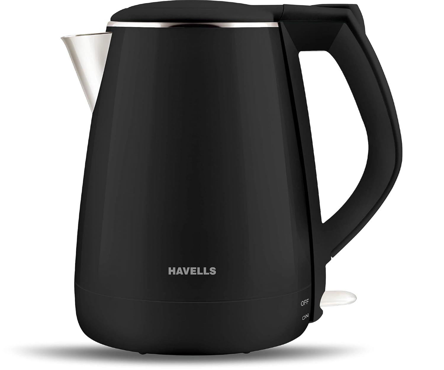 Havells Electric Kettle Aqua Plus 1250 Watts 12 liters Double Layered Cool Touch Outer Body 304 Rust Resistant SS Inner Body with Auto Shut Off Wider Mouth 2 Yr Manufacturer Warranty Black