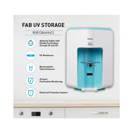 Havells Fab UV Storage Water PurifierCopperZinc5 Stage Purification7L Transparent Tank UVUF Purification Suitable TDS