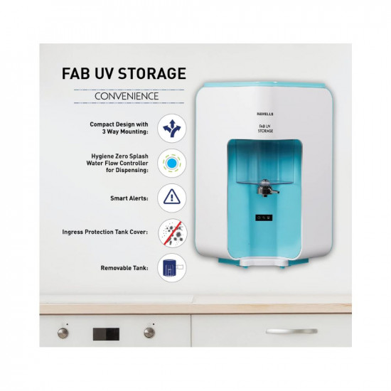 Havells Fab UV Storage Water PurifierCopperZinc5 Stage Purification7L Transparent Tank UVUF Purification Suitable TDS