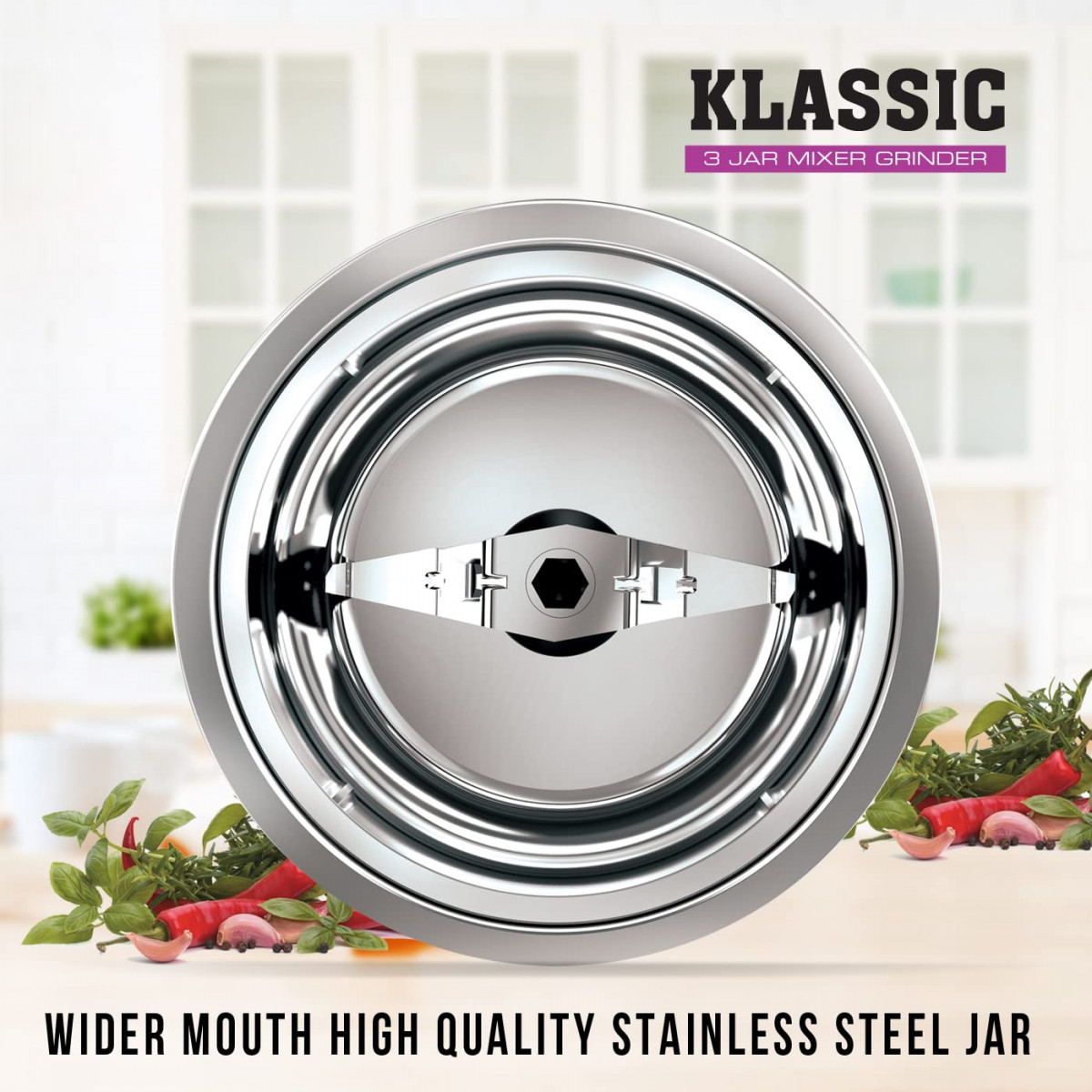 Havells Klassic 750 watts 3 Jar Mixer Grinder with 304 SS Blades Large Size SS Jars Break Resistant Polycarbonate Transparent Jar Lids With Twist Lock Mechanism