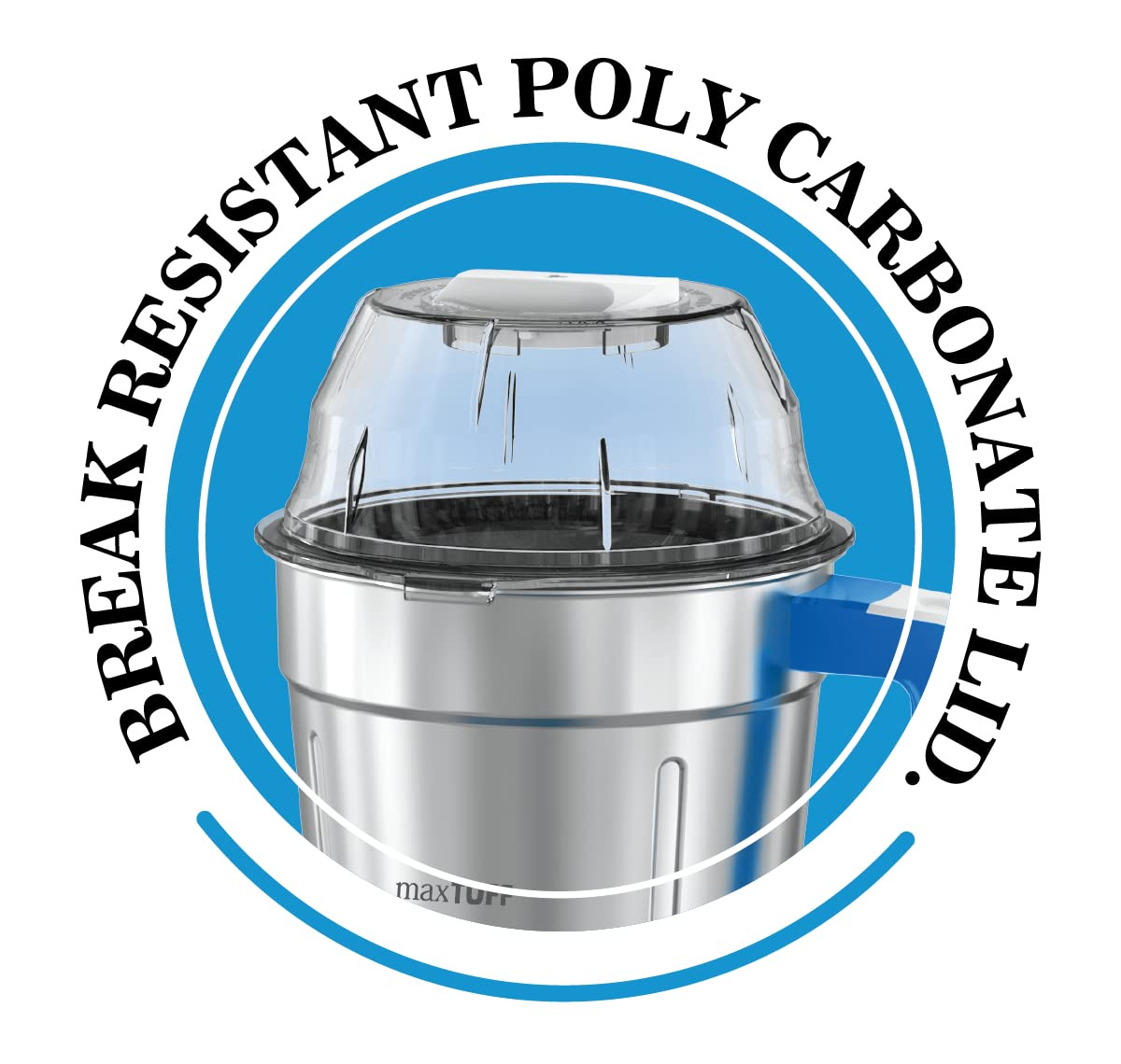 Havells Maxx Grind 750 watt Mixer Grinder with 3 Wider Mouth Stainless Steel Jar Hands Free Operation SS-304 Grade Blade Overload Indicator 5 Year Motor Warranty Blue