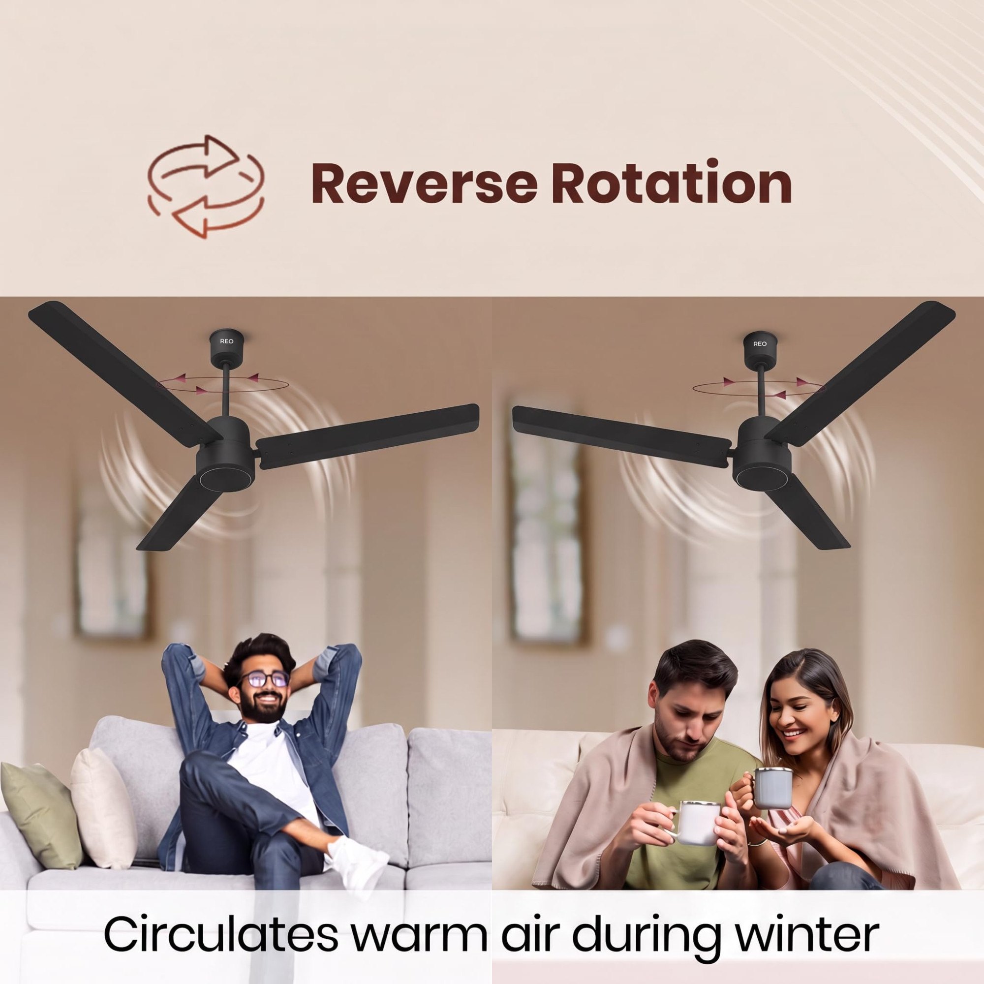 Havells REO BLDC 1200MM 5 Star Rated Ceiling Fan Air Flow 220 CMM Speed 350 RPMWatt 33W Reverse Rotation Mode Timer Setting 2 Year Door Step Warranty By Manufacturer Unnovate Matte Black