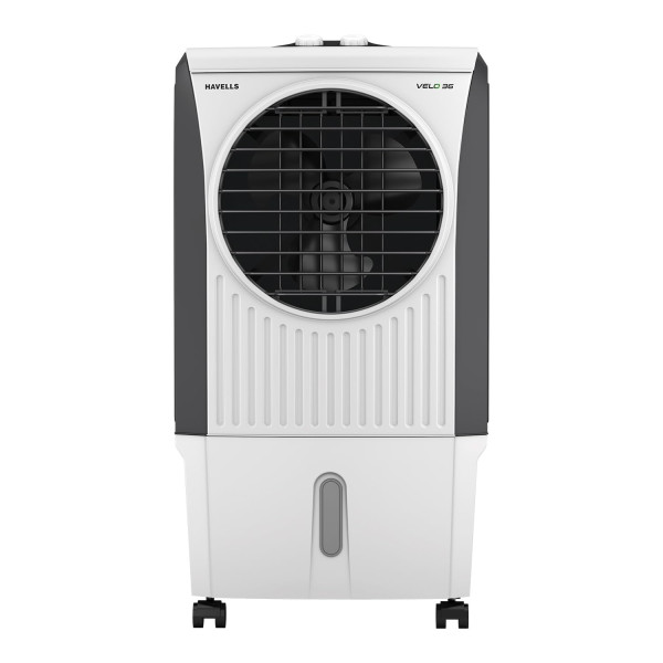Image of Havells Velo 36 L Personal Air Cooler for Room|Powerful Air-Delivery|With Fan &amp; 3 Side Bacteria Shield Honeycomb Pads|Double Ball Bearing Motor|Front Wheels with Brakes|Aerodynamically designed blades