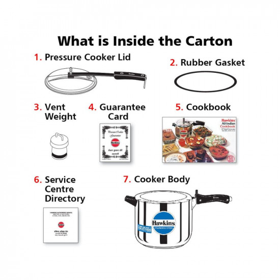 Hawkins 6 Litre Inner Lid Pressure Cooker Stainless Steel Cooker Induction Cooker Silver HSS60