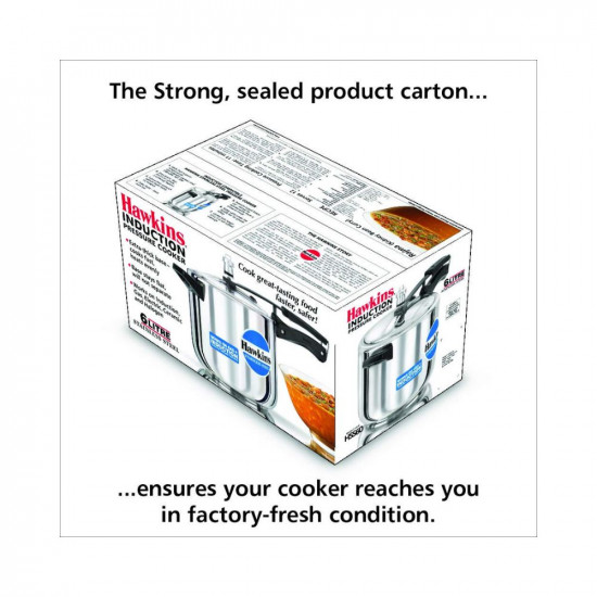 Hawkins 6 Litre Inner Lid Pressure Cooker Stainless Steel Cooker Induction Cooker Silver HSS60