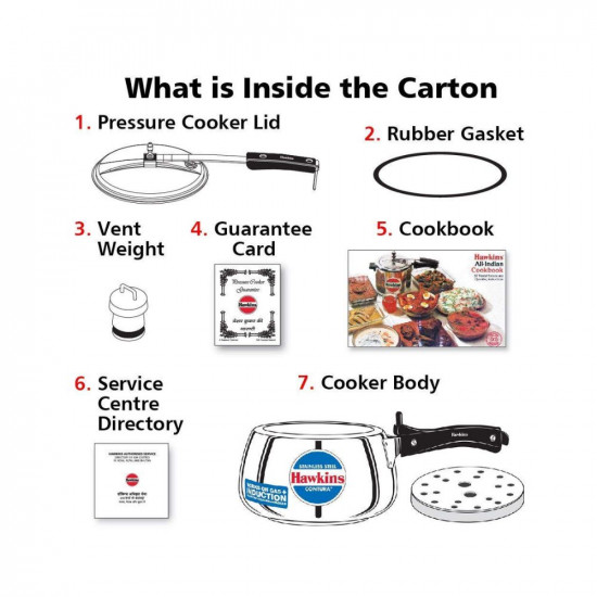 Hawkins Stainless Steel Contura Induction Compatible Inner Lid Pressure Cooker 5 Litre Silver Ssc50 5 Liter