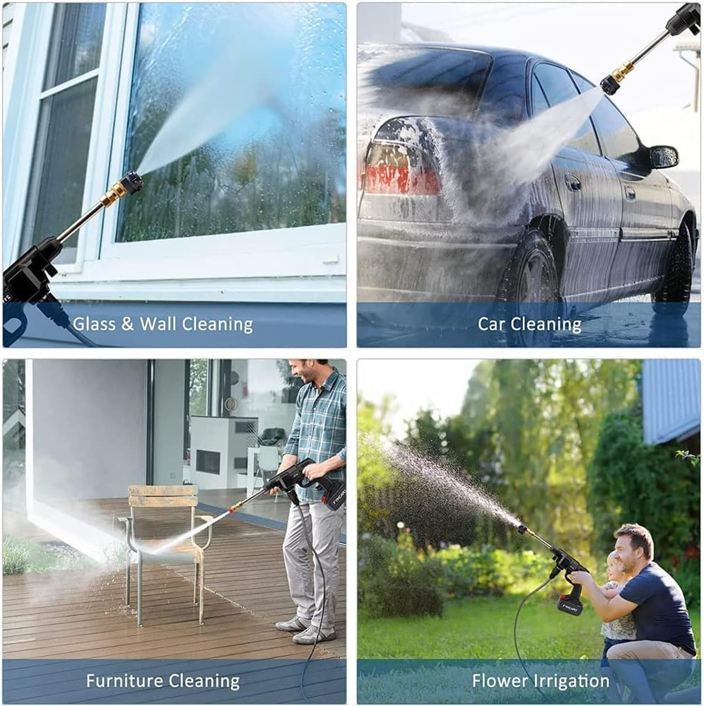 High Pressure Car Washer Cordless Powerful Washer Gun with Rechargeable Multi Cleaning Works Like Car Bike Washing Gardening Home Cleaning Works A