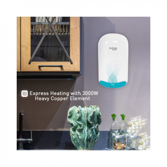 Hindware Atlantic Xceed 5L 3Kw Instant Water Heater With Copper Heating Element And High Grade Stainless Steel Tank Wall Mounting