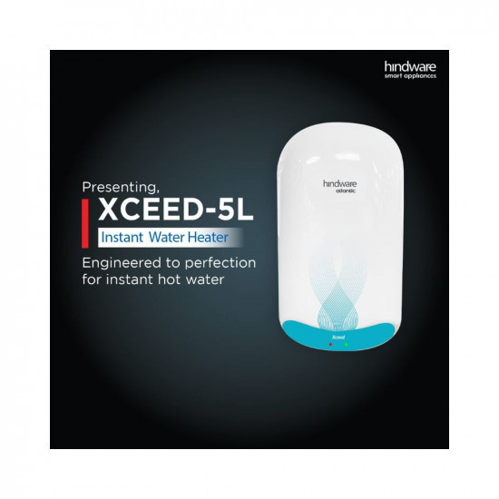 Hindware Atlantic Xceed 5L 3Kw Instant Water Heater With Copper Heating Element And High Grade Stainless Steel Tank Wall Mounting