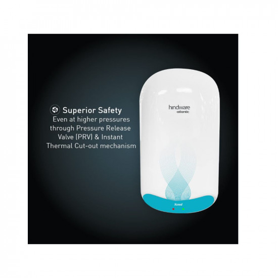 Hindware Atlantic Xceed 5L 3Kw Instant Water Heater With Copper Heating Element And High Grade Stainless Steel Tank Wall Mounting