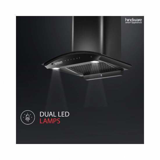 Hindware Smart Appliances Nadia IN 60 cm 1350 m hr Stylish Filterless Auto Clean Kitchen Chimney With Metallic Oil Collector