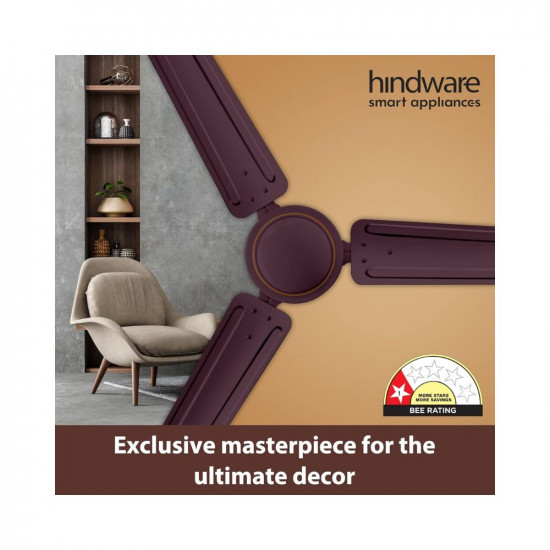 Hindware Smart Appliances Recio Brown 1200MM Star Rated Ceiling Fan for home