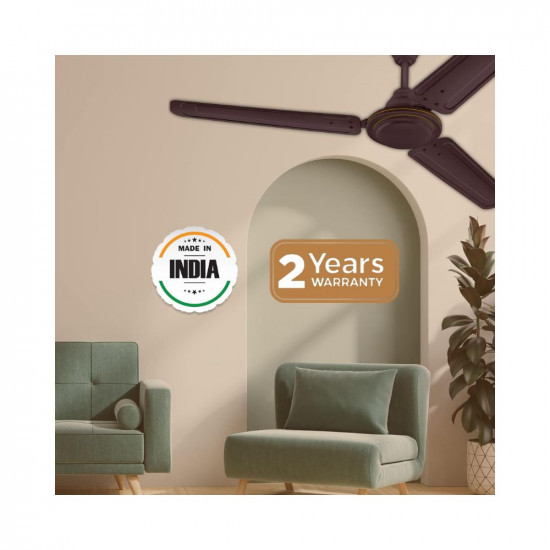 Hindware Smart Appliances Recio Brown 1200MM Star Rated Ceiling Fan for home