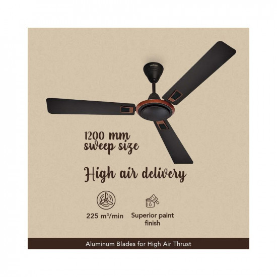 Hindware Snowcrest Admiro 1200mm Designer 3 Blade Ceiling Fan with Metallic Finish