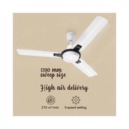 Hindware Snowcrest Arija 1200mm Designer 3 Blade Ceiling Fan with Premium Paint Finish