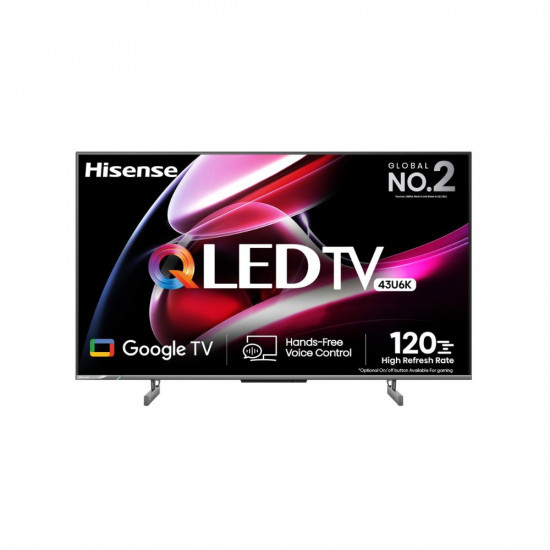 Hisense 108 cm 43 inches 4K Ultra HD Smart QLED Google TV 43U6K Gray