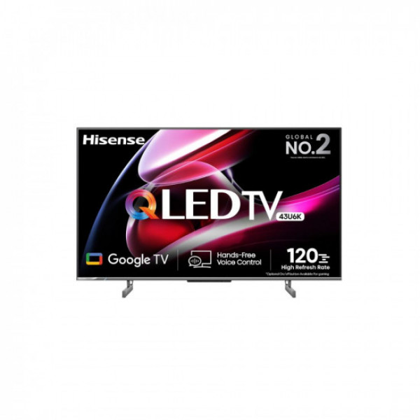 Image of Hisense 108 cm (43 inches) 4K Ultra HD Smart QLED Google TV 43U6K (Gray)