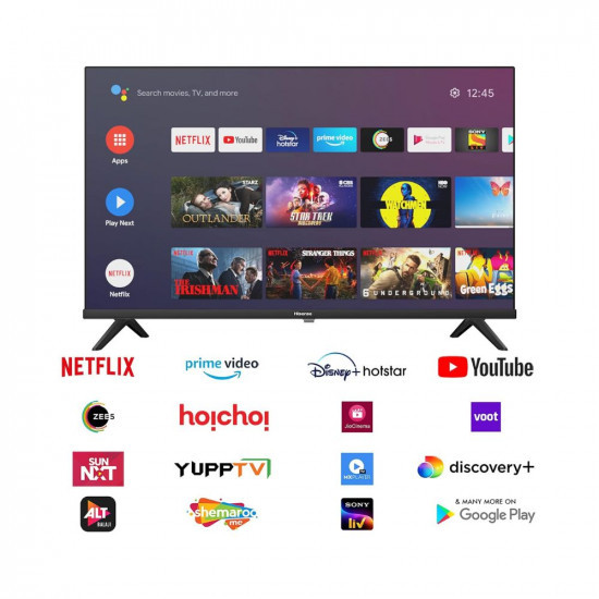 Hisense 108 cm 43 inches Android 11 Series Full HD Smart Certified Android LED TV 43A4G Black DTS Virtual X Dolby Audio