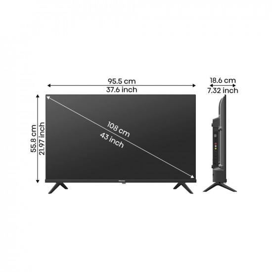 Hisense 108 cm 43 inches Android 11 Series Full HD Smart Certified Android LED TV 43A4G Black DTS Virtual X Dolby Audio